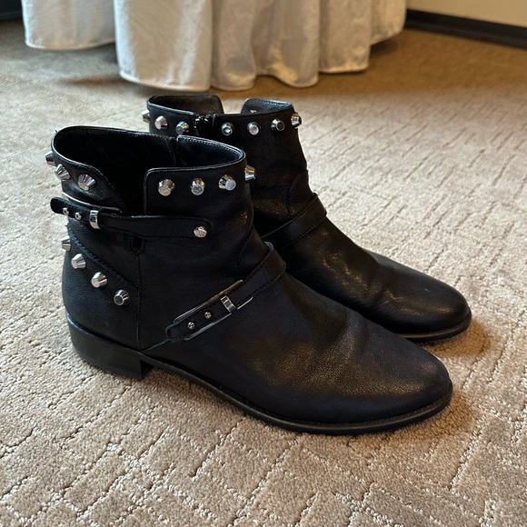 Stuart Weitzman Go West Leather Studded Ankle Boots - Picture 2 of 7